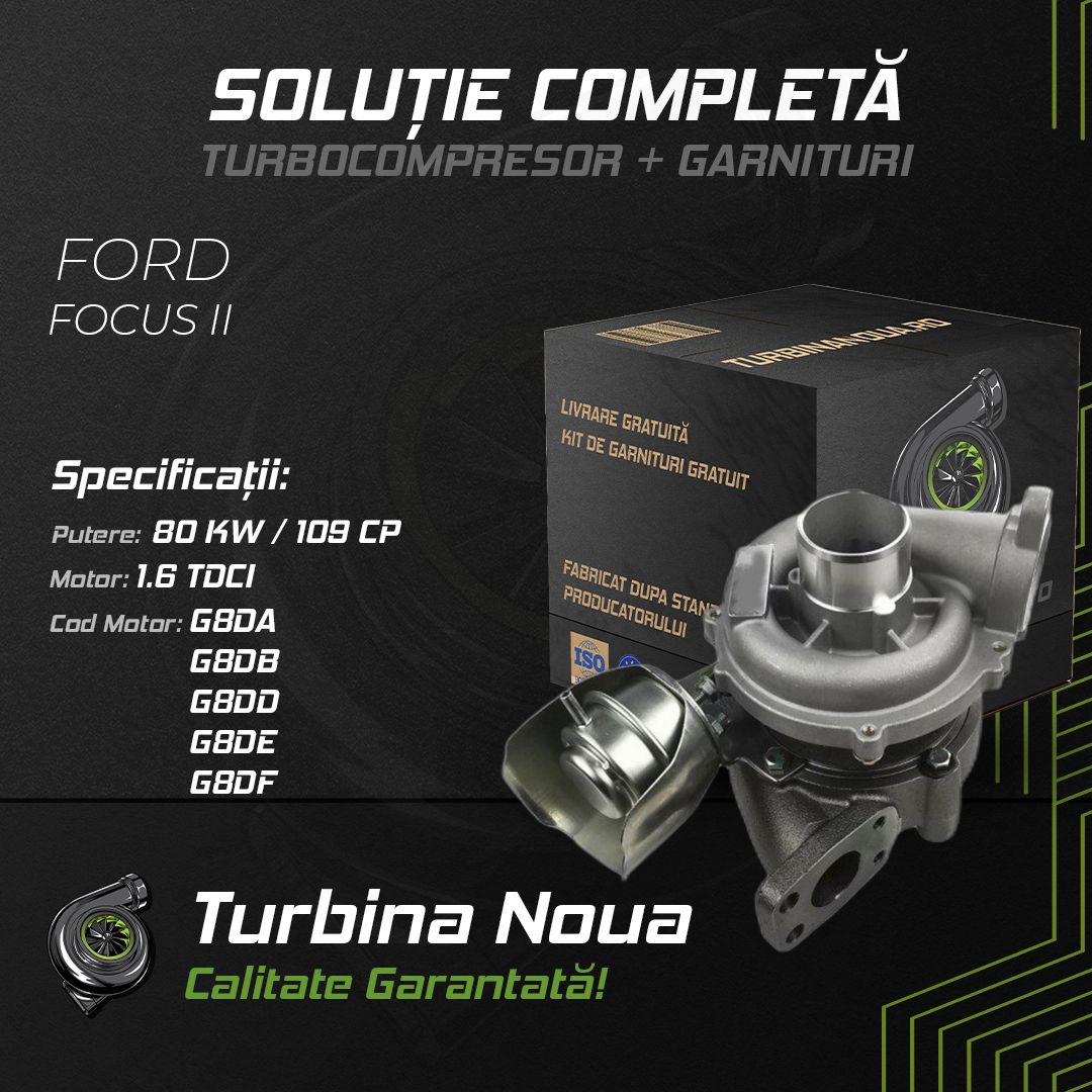 Turbina Ford Focus 2 1.6 TDCI 109 CP - Ghid Complet 2025: Prețuri, Specificații și Montaj