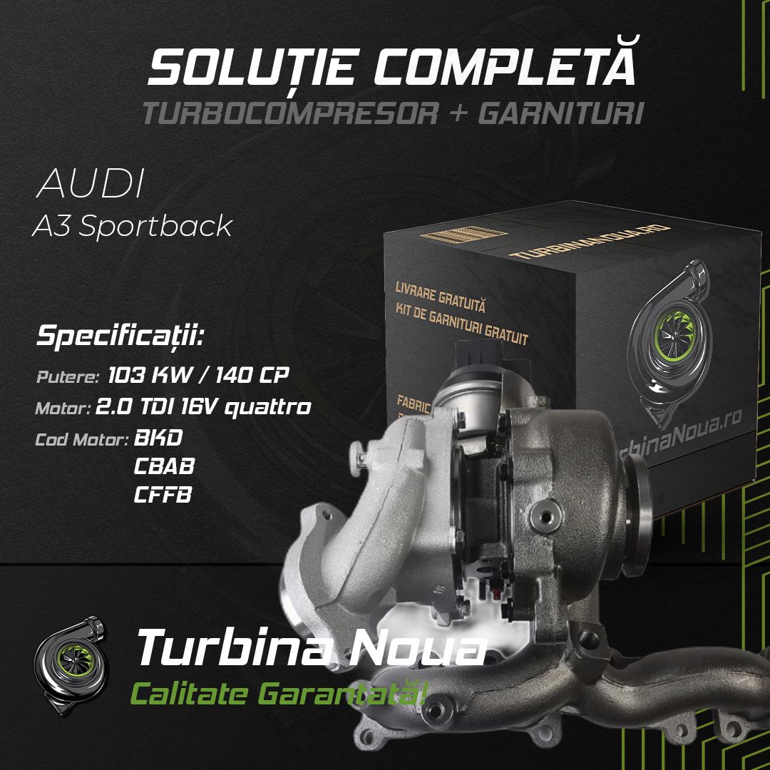 Turbina AUDI A3 Sportback 2.0 TDI 16V quattro 103 KW / 140 CP Noua - Image 2