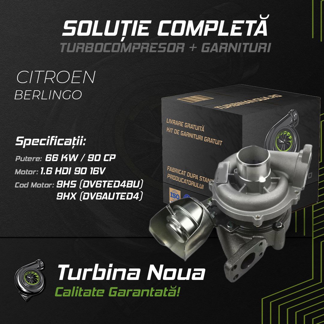Turbina CITROEN BERLINGO 1.6 HDi 90 16V 66 KW / 90 CP Noua - Image 2