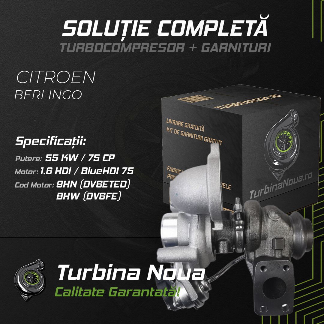 Turbina CITROEN BERLINGO 1.6 HDi / BlueHDi 75 55 KW / 75 CP Noua - Image 2