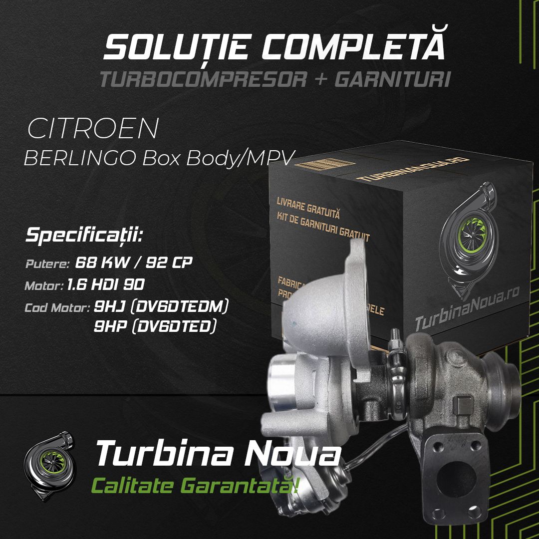 Turbina CITROEN BERLINGO Box Body/MPV 1.6 HDi 90 68 KW / 92 CP Noua - Image 2