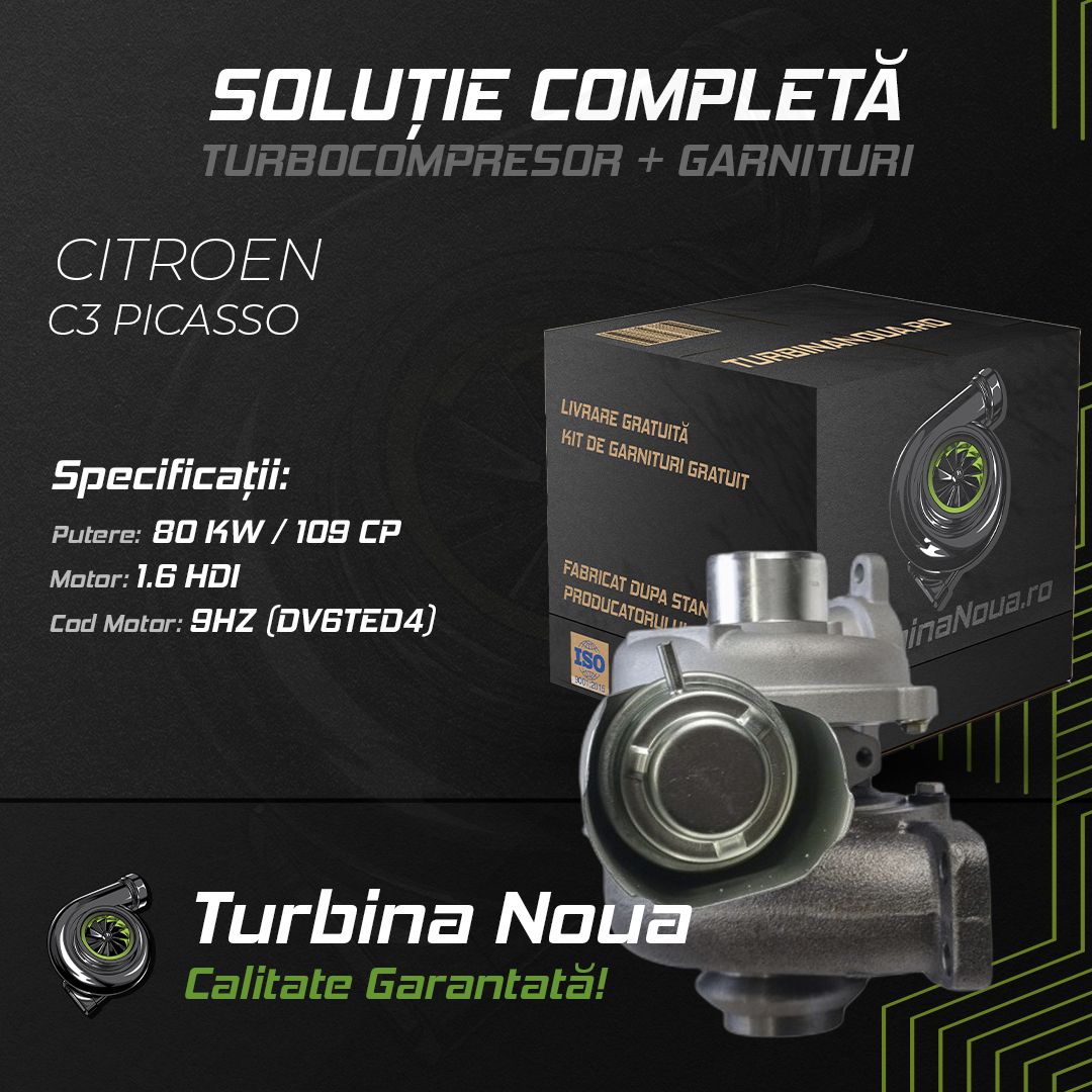 Turbina CITROEN C3 PICASSO 1.6 HDi 80 KW / 109 CP Noua - Image 2