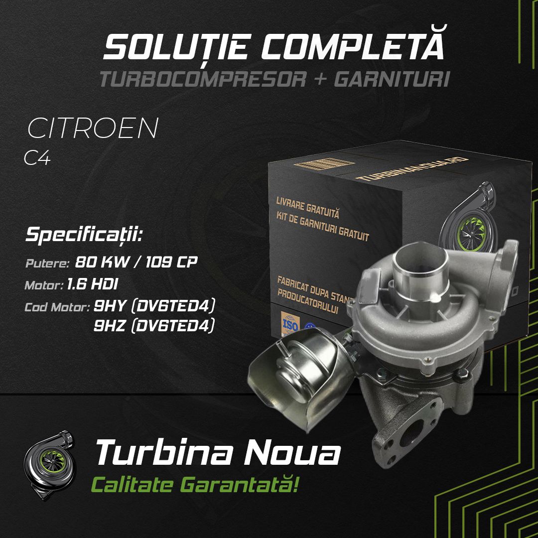 Turbina CITROEN C4 1.6 HDi 80 KW / 109 CP Noua - Image 2