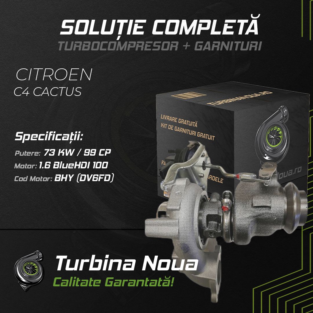 Turbina CITROEN C4 CACTUS 1.6 BlueHDi 100 73 KW / 99 CP Noua - Image 2