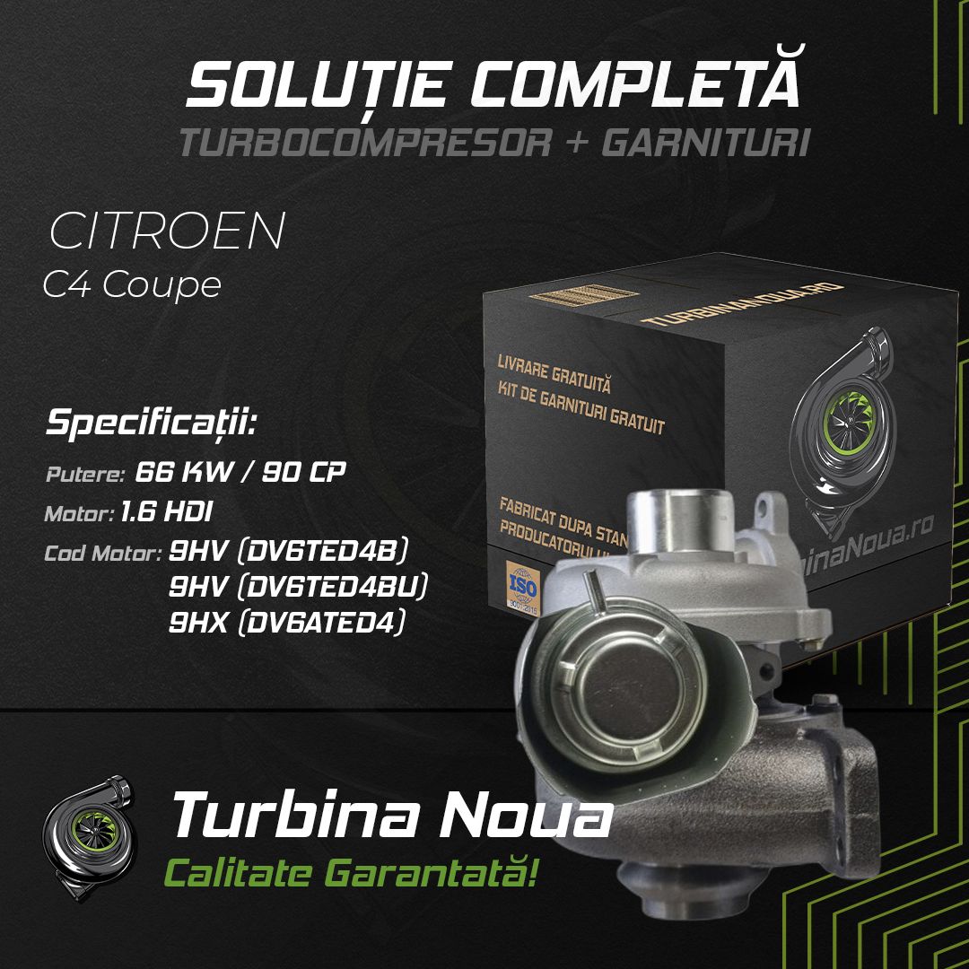 Turbina CITROEN C4 Coupe 1.6 HDi 66 KW / 90 CP Noua - Image 2