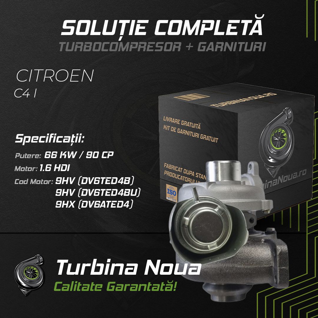 Turbina CITROEN C4 I 1.6 HDi 66 KW / 90 CP Noua - Image 2