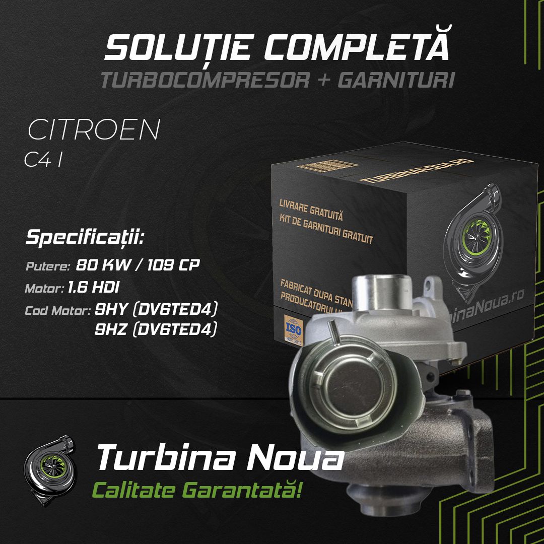 Turbina CITROEN C4 I 1.6 HDi 80 KW / 109 CP Noua - Image 2