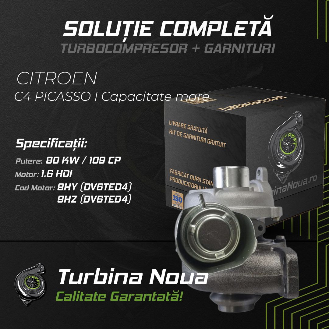 Turbina CITROEN C4 PICASSO I Capacitate mare 1.6 HDi 80 KW / 109 CP Noua - Image 2