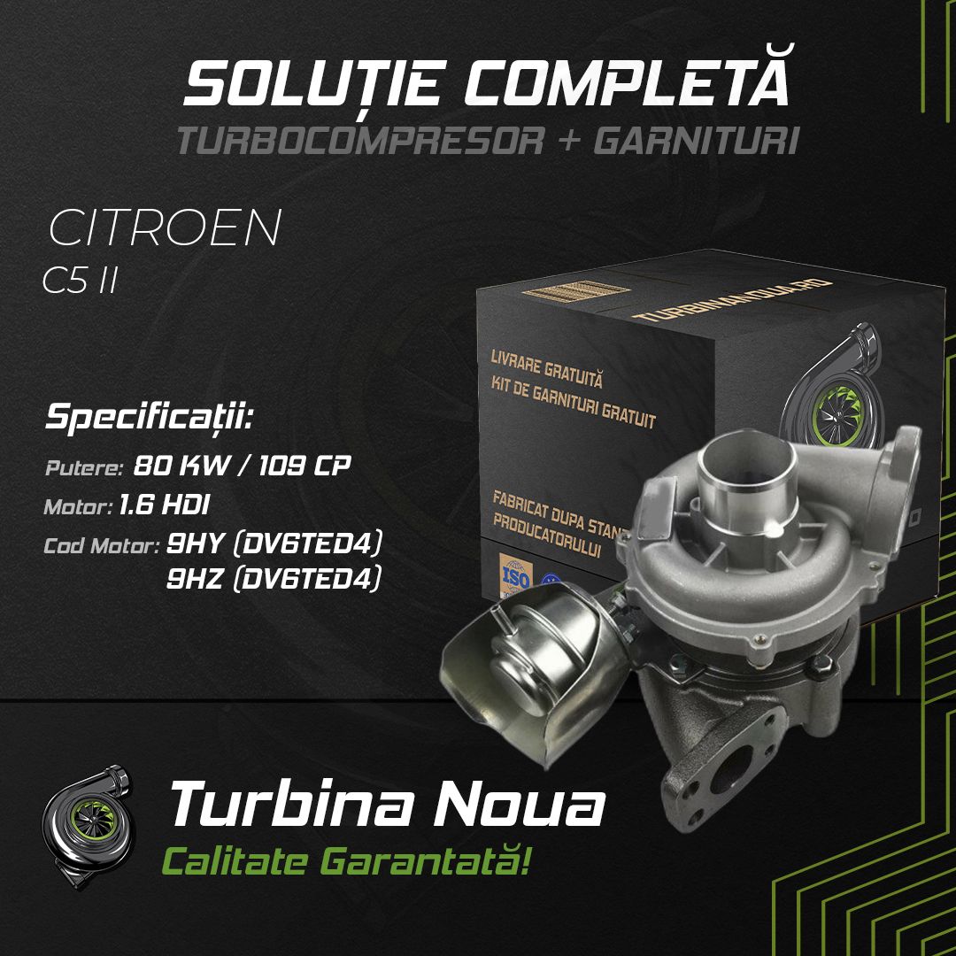 Turbina CITROEN C5 II 1.6 HDi 80 KW / 109 CP Noua - Image 2