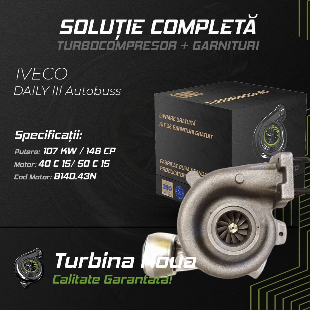 Turbina IVECO DAILY III Autobuss 40 C 15; 50 C 15 107 KW / 146 CP Noua - Image 2