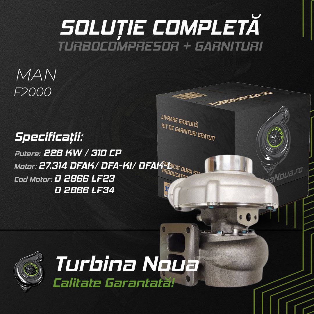 Turbina MAN F2000 27.314 DFAK; DFA-KI; DFAK-L 228 KW / 310 CP Noua - Image 2