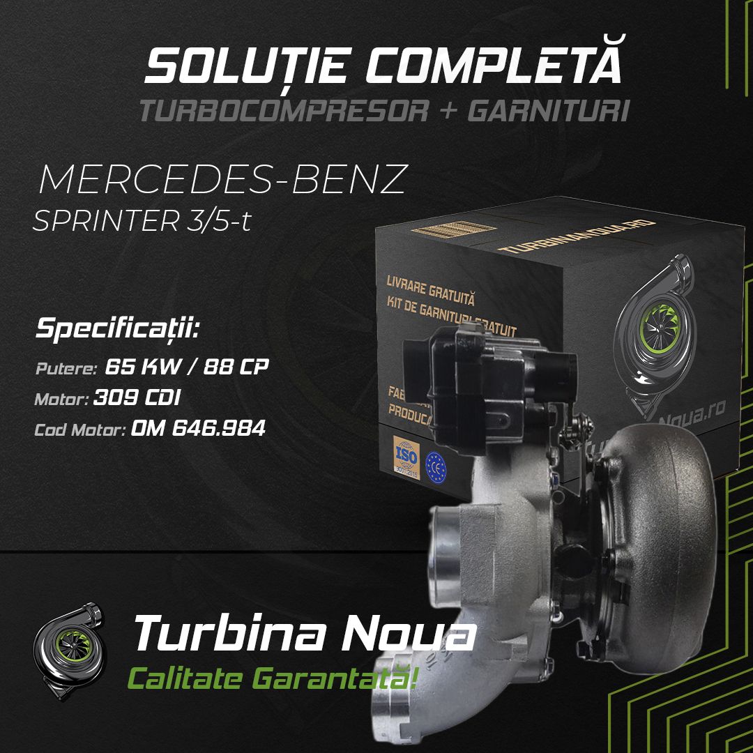 Turbina MERCEDES-BENZ SPRINTER 3;5-t 309 CDI 65 KW / 88 CP Noua - Image 2
