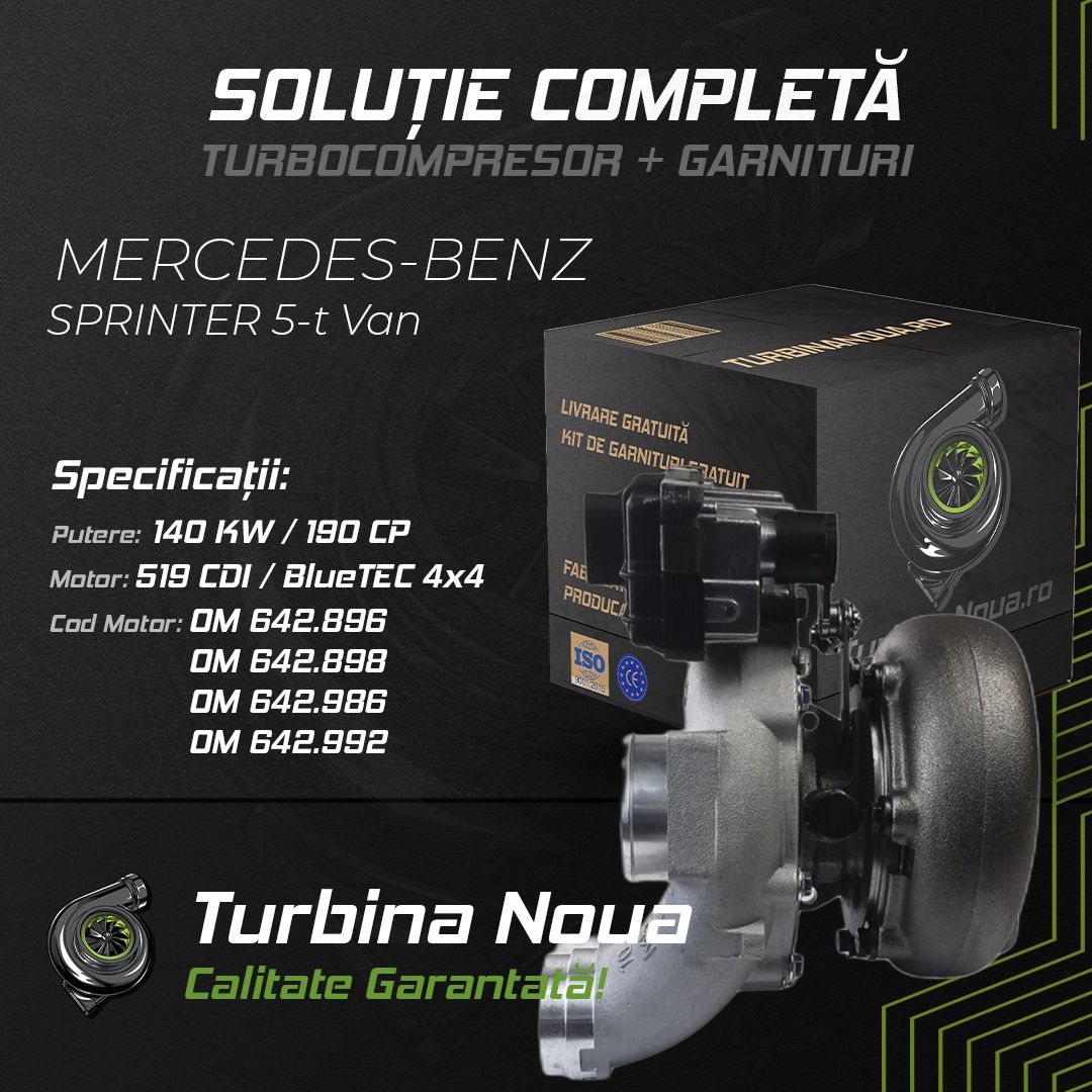 Turbina MERCEDES-BENZ SPRINTER 5-t Van 519 CDI / BlueTEC 4x4 140 KW / 190 CP Noua - Image 2