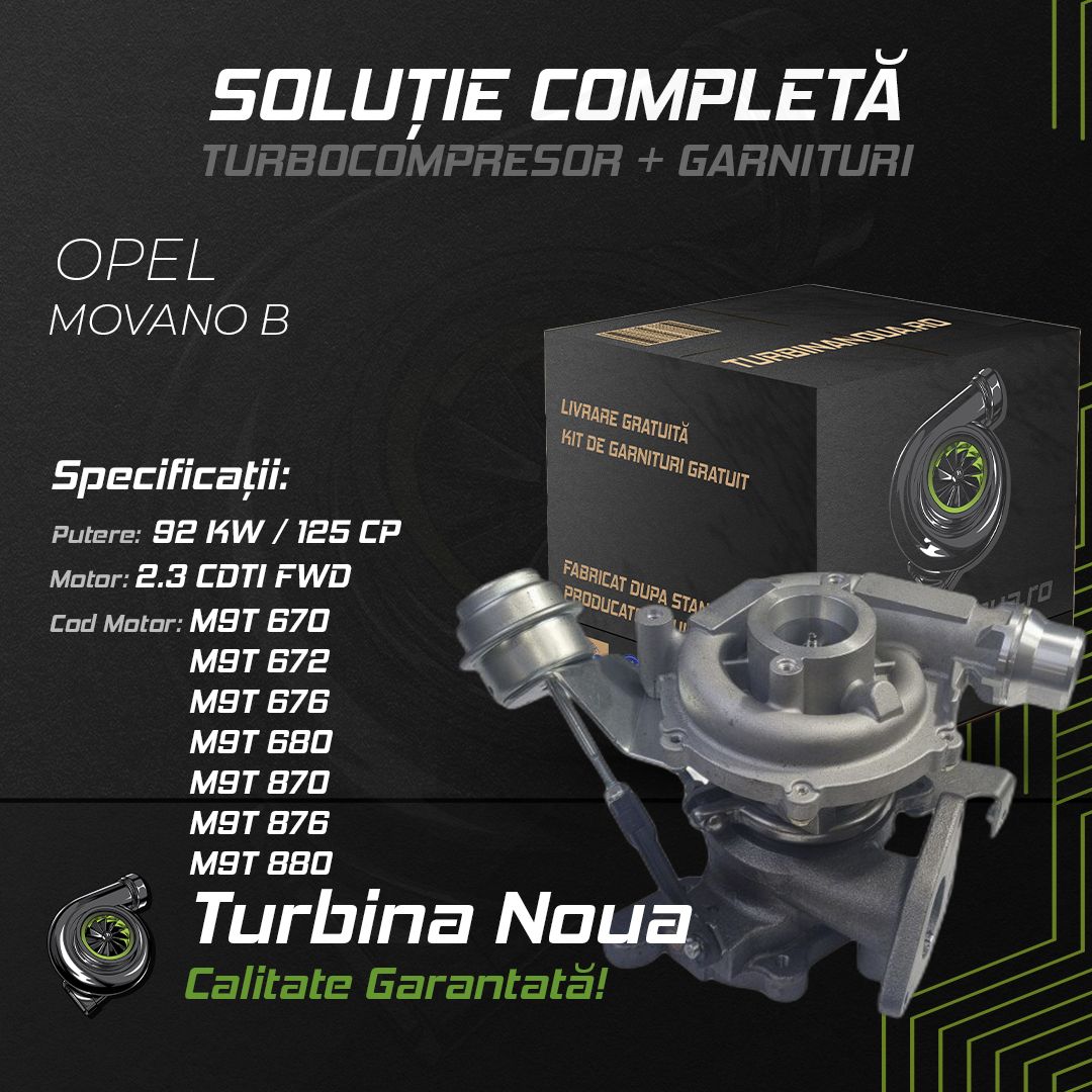 Turbina OPEL MOVANO B 2.3 CDTI FWD 92 KW / 125 CP Noua - Image 2