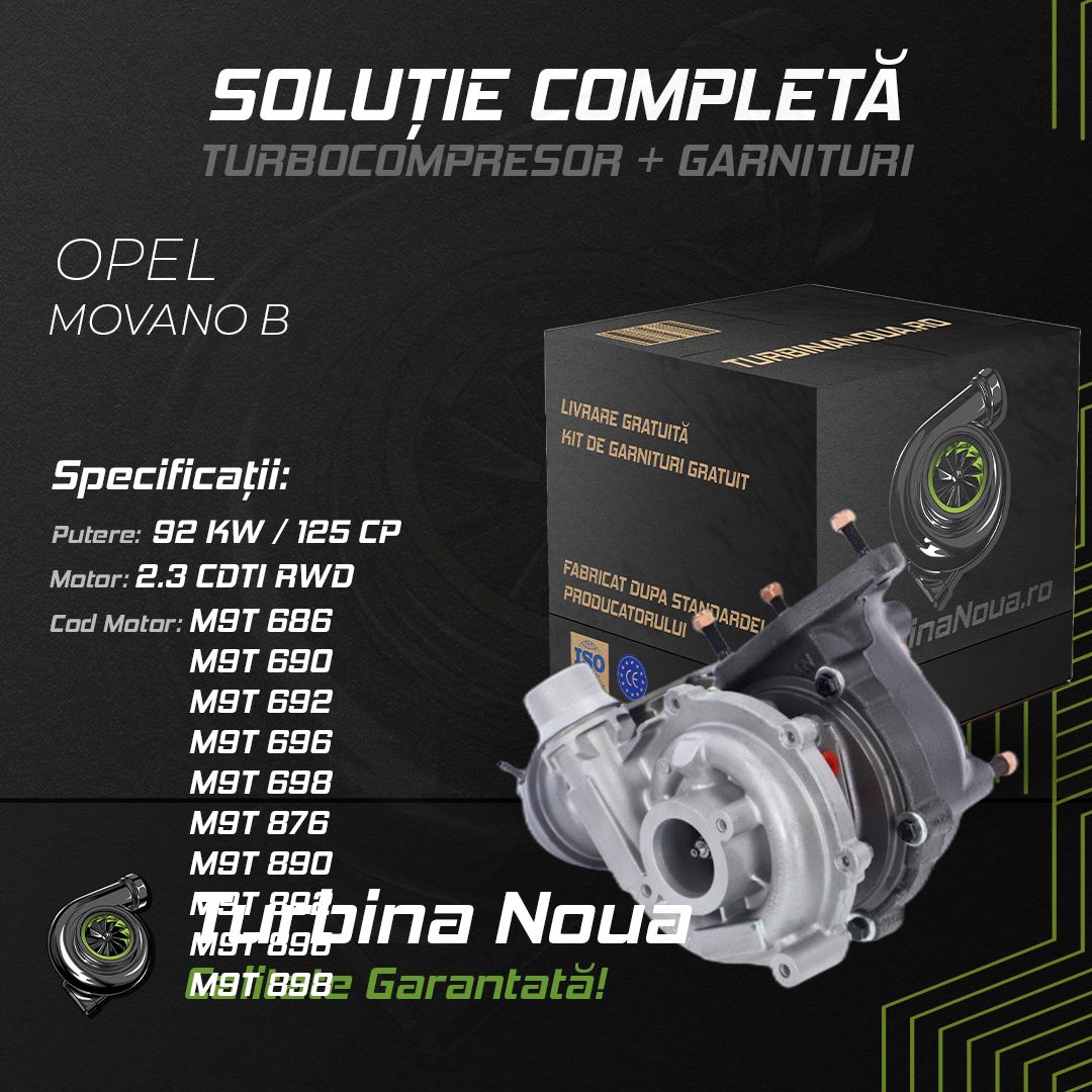 Turbina OPEL MOVANO B 2.3 CDTI RWD 92 KW / 125 CP Noua - Image 2