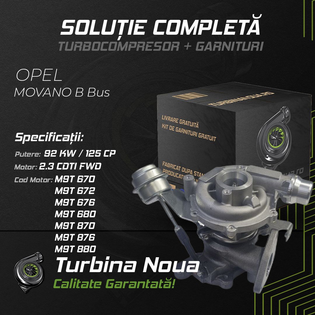Turbina OPEL MOVANO B Bus 2.3 CDTI FWD 92 KW / 125 CP Noua - Image 2