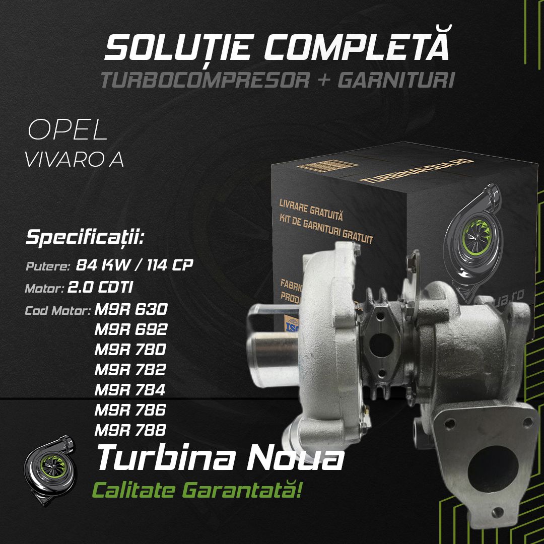 Turbina OPEL VIVARO A 2.0 CDTI 84 KW / 114 CP Noua - Image 2