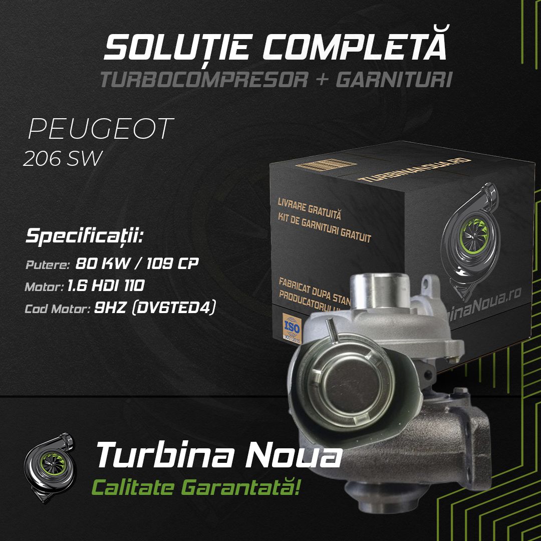 Turbina PEUGEOT 206 SW 1.6 HDi 110 80 KW / 109 CP Noua - Image 2