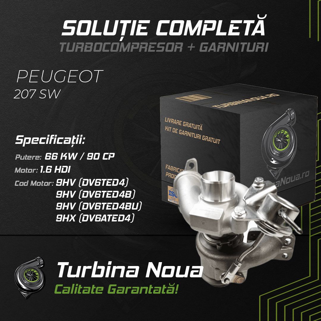 Turbina PEUGEOT 207 SW 1.6 HDi 66 KW / 90 CP Noua - Image 2