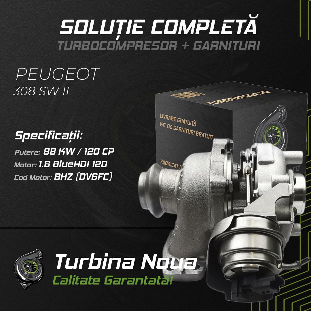 Turbina PEUGEOT 308 SW II 1.6 BlueHDi 120 88 KW / 120 CP Noua - Image 2