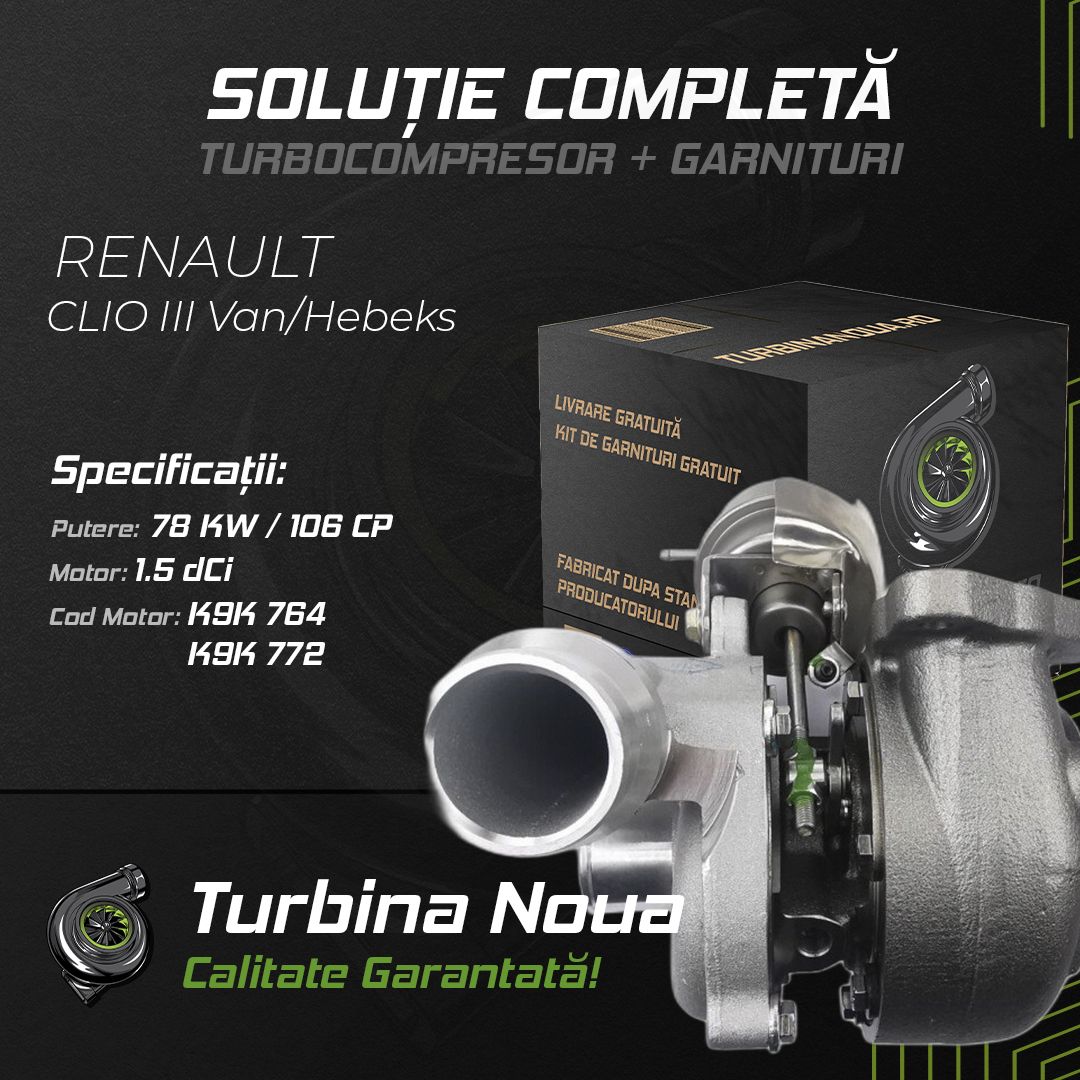 Turbina RENAULT CLIO III Van/Hebeks 1.5 dCi 78 KW / 106 CP Noua - Image 2