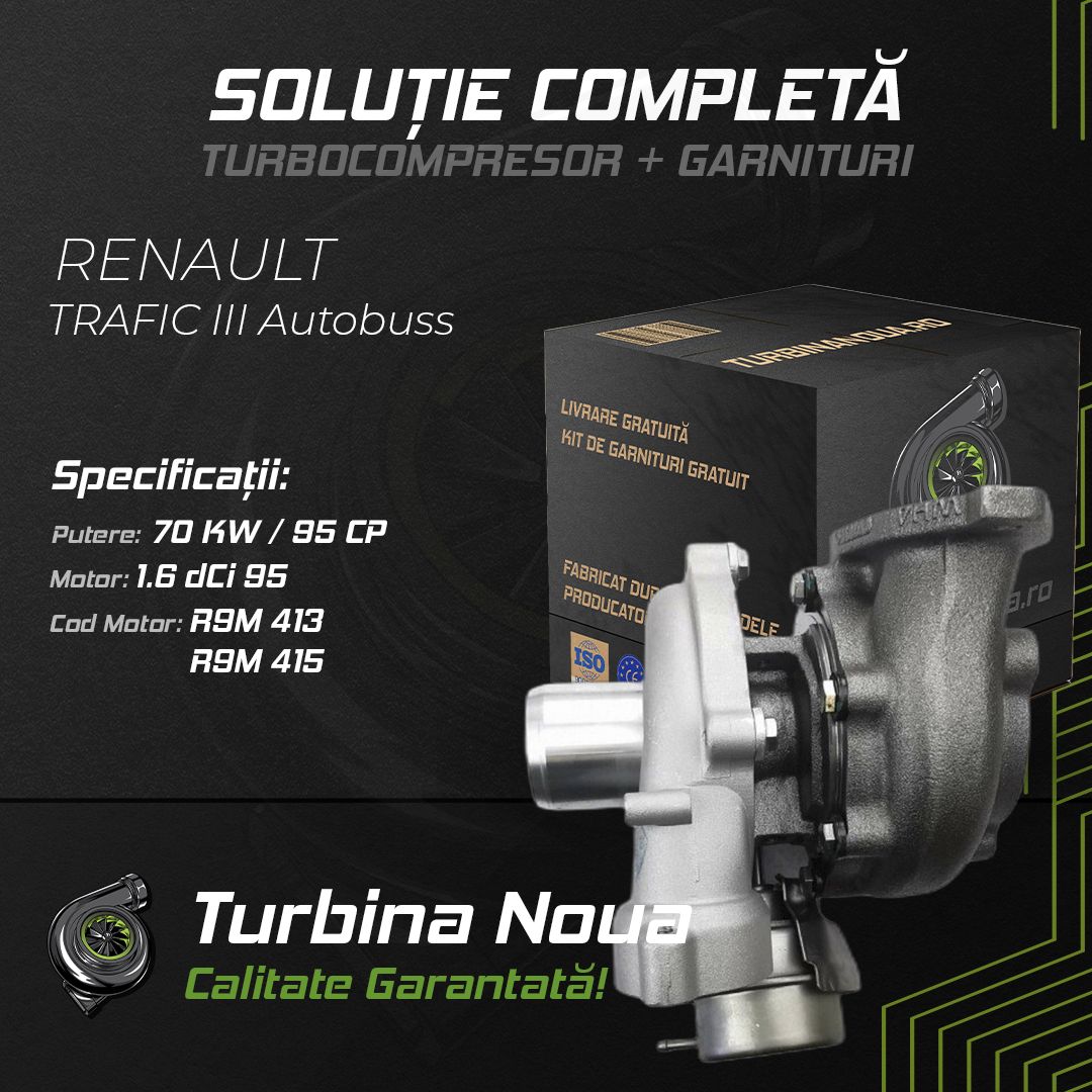Turbina RENAULT TRAFIC III Autobuss 1.6 dCi 95 70 KW / 95 CP Noua - Image 2