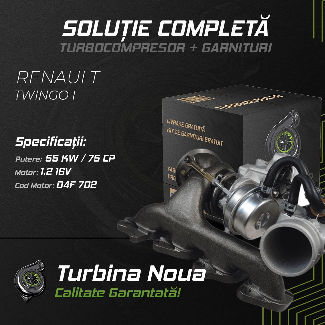 Turbina RENAULT TWINGO I 1.2 16V 55 KW / 75 CP Noua - Image 2